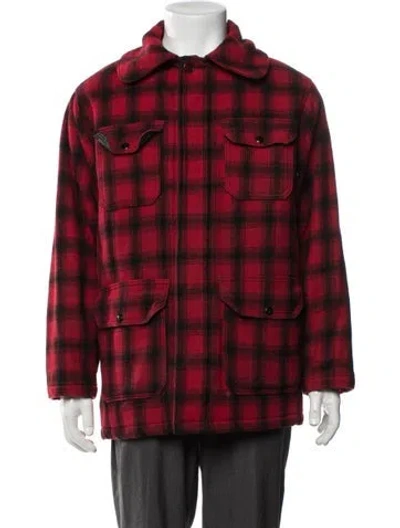 Pre-owned Woolrich Plaid Print Jacket In Red