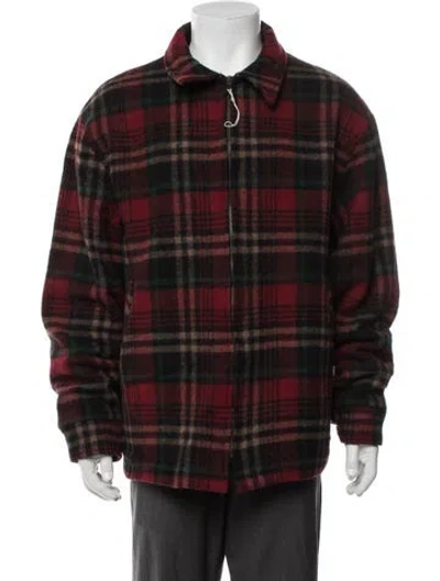 Pre-owned Woolrich Plaid Print Jacket In Red