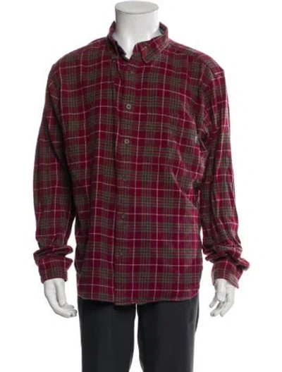 Pre-owned Woolrich Plaid Print Long Sleeve Shirt In Burgundy