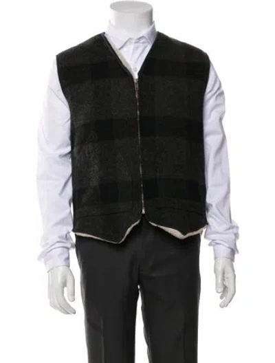 Pre-owned Woolrich Plaid Print Vest In Black