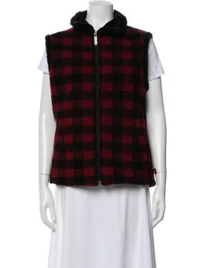 Pre-owned Woolrich Plaid Print Vest In Red