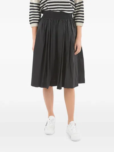Woolrich Pleated Elasticated-waist Midi Skirt In Black