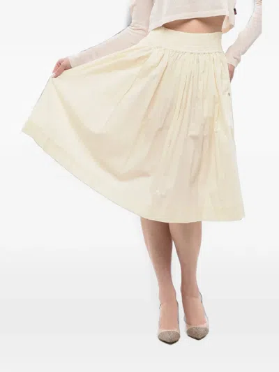 Woolrich Pleated Flared Midi Skirt In Neutral