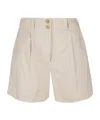 Woolrich Pleated High-waisted Shorts In Nude