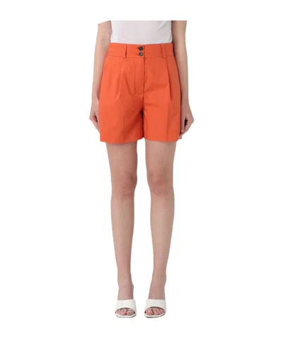 Woolrich Pleated High-waisted Shorts In Orange