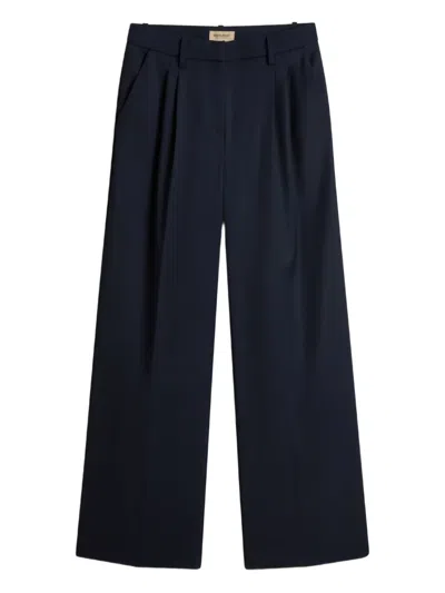 Woolrich Pleated Straight Trousers In Blue