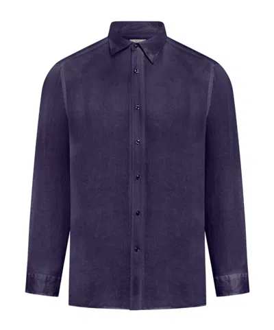 Woolrich Point-collar Linen Shirt In Black