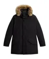 Woolrich Polar Parka In Ramar Cloth With High Collar And Fur Trim In Black