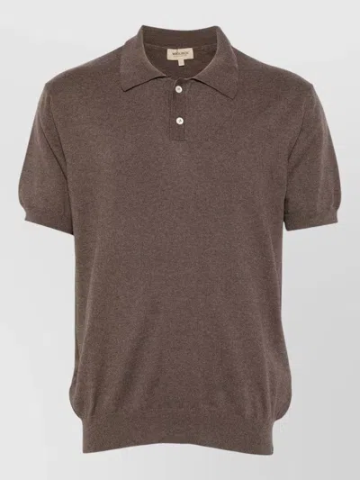 Woolrich Polo Shirt Ribbed Collar Sleeves Hem In Brown