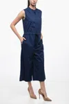 Woolrich Popelin Cotton Jumpsuit With Belt In Blue