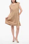 Woolrich Popeline Cotton Sleeveless Dress In Beige