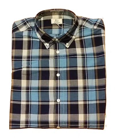 Woolrich Popeline Madras Shirt In Blue