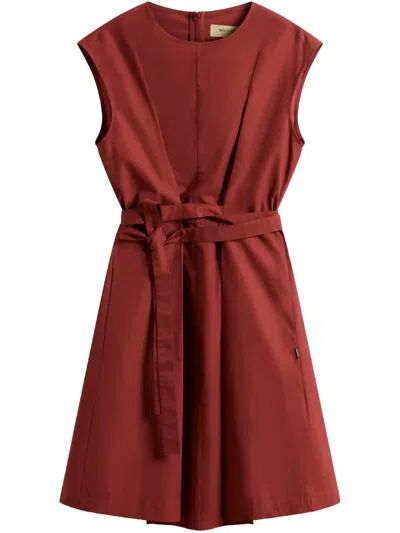 Woolrich Poplin Belted Dress In Red