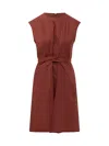 Woolrich Belted Poplin Dress In Red