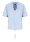 Woolrich V-neck Drawstring-hem Blouse In Blue