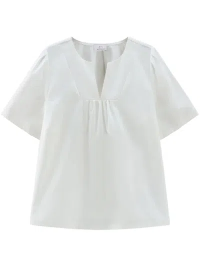 Woolrich Pleat-detailing Poplin Blouse In White