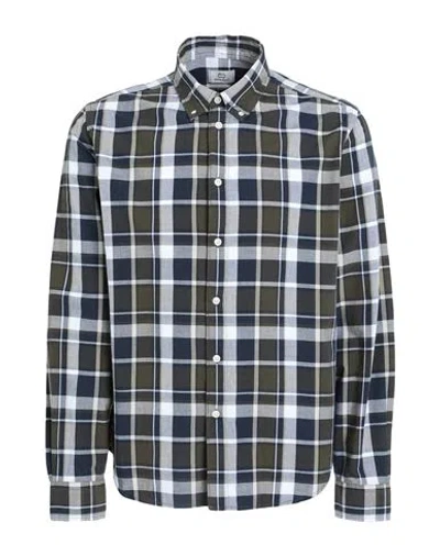 Woolrich Poplin Madras Shirt Man Shirt Dark Green Size S Cotton
