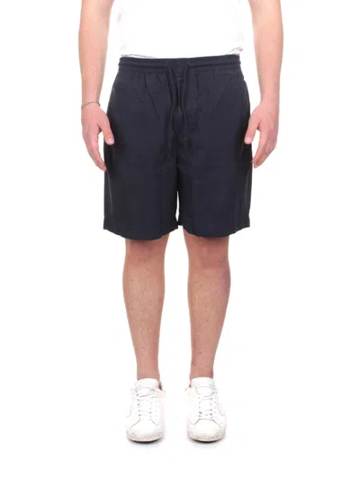 Woolrich Poplin Beach Shorts Side And Back Pockets In Blue