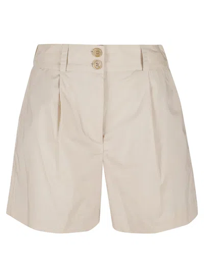 Woolrich Pleated High-waisted Shorts In Beige