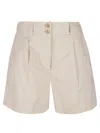 Woolrich Pleated High-waisted Shorts In Light Oak