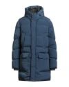 Woolrich Premium Down Parka Man Puffer Slate Blue Size Xl Polyamide, Elastane In Blue