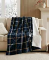 Woolrich Print Plush To Sherpa Heated Throw, 50" X 60" In Blue