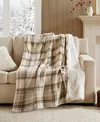 Woolrich Print Plush To Sherpa Heated Throw, 50" X 60" In Brown