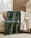 Woolrich Print Plush To Sherpa Heated Throw, 50" X 60" In Green