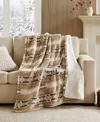 Woolrich Print Plush To Sherpa Heated Throw, 50" X 60" In Nude