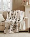 Woolrich Print Plush To Sherpa Heated Throw, 50" X 60" In White