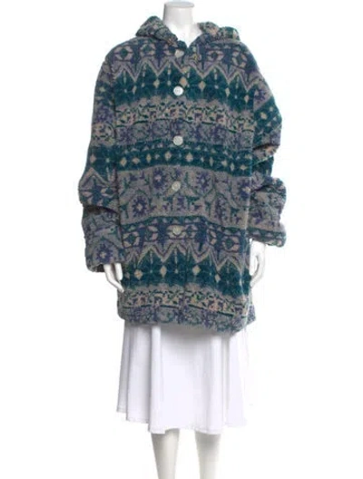 Pre-owned Woolrich Printed Crew Neck Sweater In Blue
