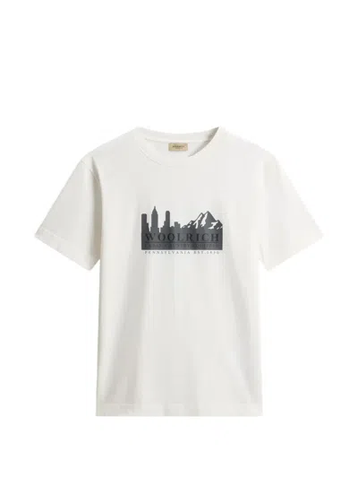 Woolrich Printed Crew-neck T-shirt In White