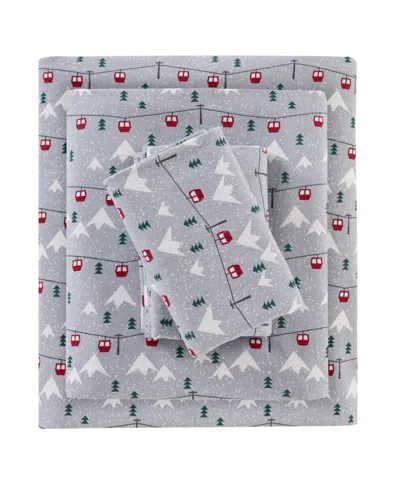 Woolrich Printed Flannel 3-pc. Sheet Set, Twin In Grey Ski Jump