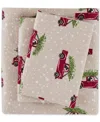 Woolrich Printed Flannel 4-pc. Sheet Set, California King In Grey Ski Jump