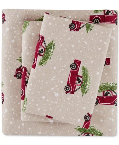 Woolrich Printed Flannel 4-pc. Sheet Set, California King In Grey Ski Jump