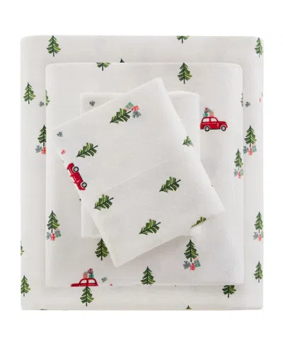 Woolrich Printed Flannel 4-pc. Sheet Set, Full In Green Trees Trucks