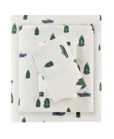 Woolrich Printed Flannel 4-pc. Sheet Set, King In Green Trees Trucks