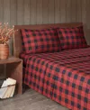 Woolrich Printed Flannel 4-pc. Sheet Set, Queen In Red,black Buffalo Check