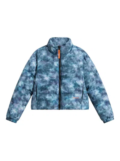 Woolrich Printed Puffer Jacket In Blue