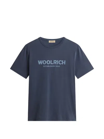 Woolrich Printed Short Sleeved T-shirt In Blue
