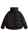Woolrich Puffy Black Jacket With High Collar In Black