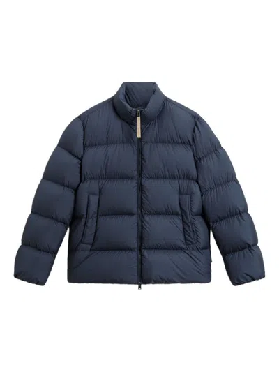 WOOLRICH PUFFY SILHOUETTE COAT WITH HIGH COLLAR AND SIDE POCKETS