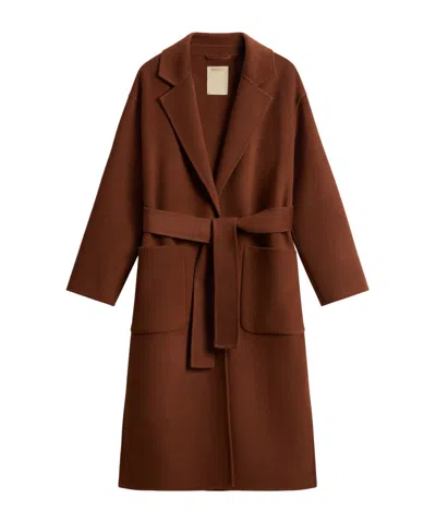 Woolrich Pure Virgin Wool With Belt Long Coat In Brown