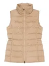 Woolrich Quilted Beige Jacket With High Stand Collar In Multi