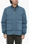 Woolrich Quilted Heritage Terrain Down Jacket With Patch Pockets In Blue