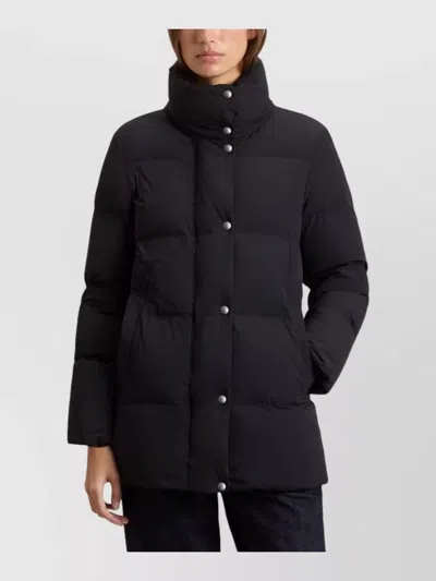 Woolrich Quilted High-neck Midi Down Coat In Black
