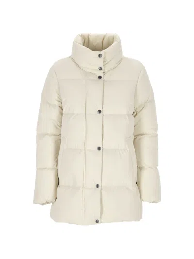 Woolrich Quilted High-neck Parka Coat In White