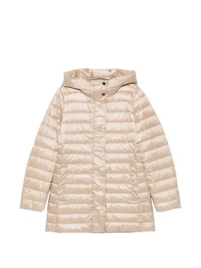 Woolrich Quilted Hooded Coat In Neutrals