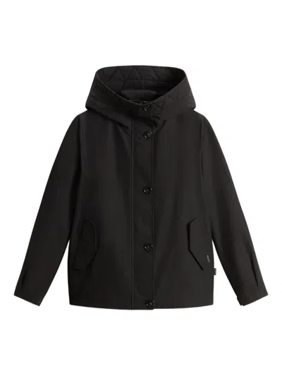 Woolrich Quilted Hooded Jacket In Black