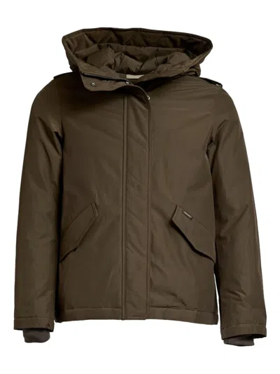 Woolrich Quilted Hooded Jacket In Green